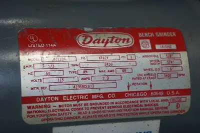 Dayton 1/3 HP Bench Grinder on Stand - 6"