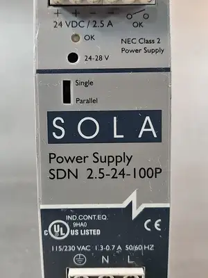 Emerson SOLA SDN-2.5-24-100P Power Supply 115/230 VAC 50/60 Hz 2.4 A (BIN243)