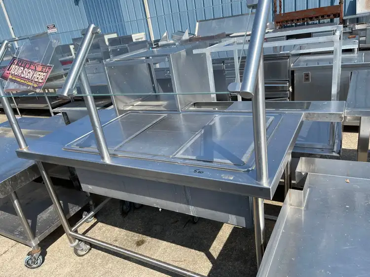 Used Falcon Restaurant Supply Used 60" Stainless Steel Ice Down Salad Bar Buffet - SS196 Food Displays Illinois US | Falcon Restaurant Supply #1375981
