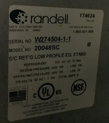 152-0244 Randell 20048SC 2 Drawer Self Contained Refrigerated Chef Base