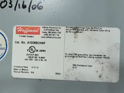 USED HOFFMAN A10086CHNF