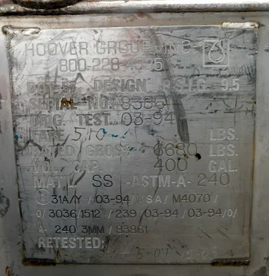 USED HOOVER GROUP TOTE 400 GALLON
