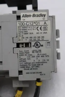 ALLEN BRADLEY 140M-D8N-B40 CIRCUIT BREAKER WITH 100-C12*01 CONTACTOR STOCK 4826A