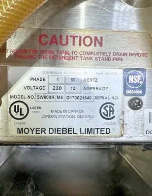 Used MOYER DIEBEL SW600R Dishwashers British Columbia CA | Surrey Food Equipment #1310257