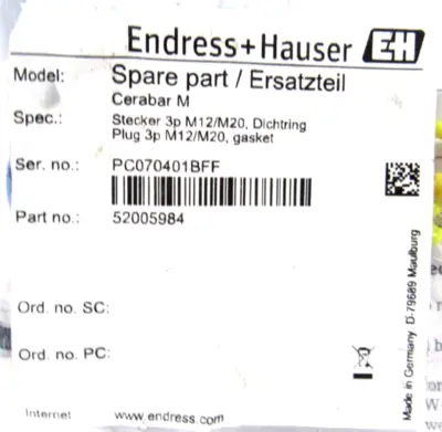 NEW ENDRESS+HAUSER 52005984 PLUG