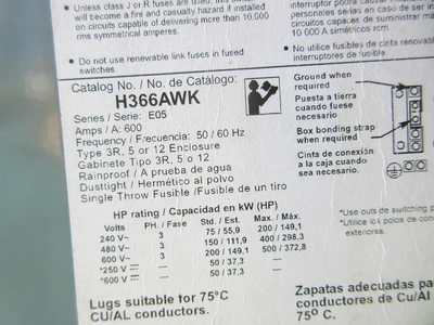 USED SQUARE D H366AWK