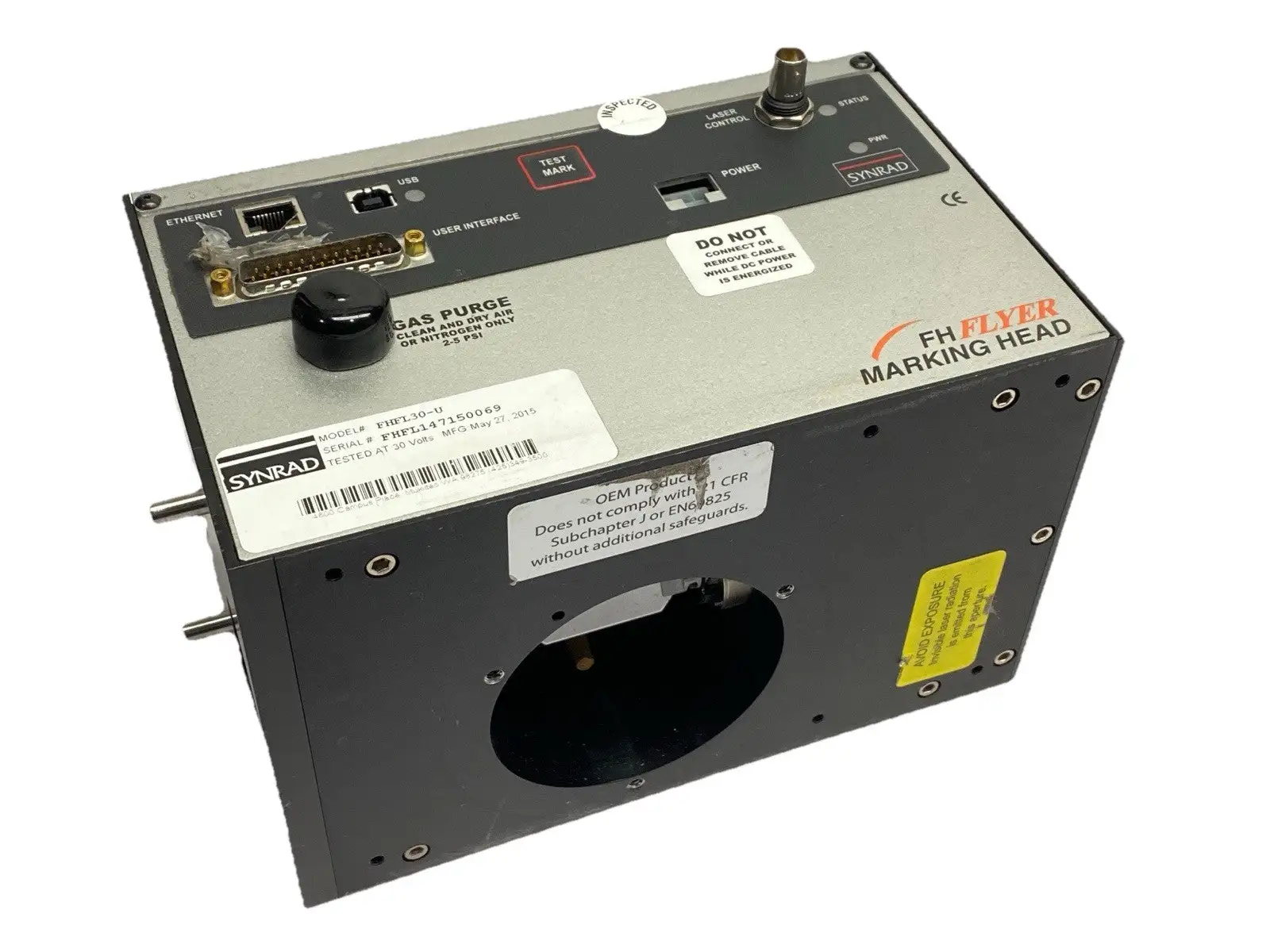 USED NOVANTA SYNRAD FH FLYER 2-WAY SCAN MARKING HEAD LASER GAUGING SYSTEM