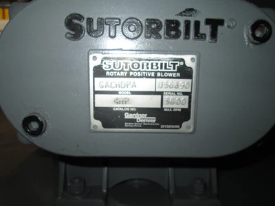Sutorbilt Positive Displacement Pump and Motor, 15 HP, Single Phase
