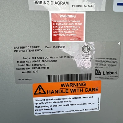 Used Liebert UDA63154A36A229 Uninterruptible Power Supplies California US | Davliegogo LLC #1706382