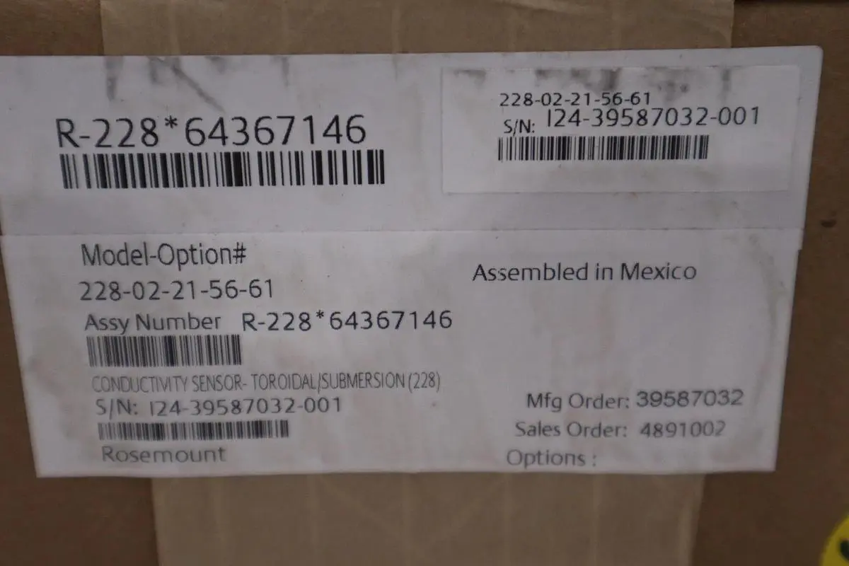 ROSEMOUNT 228-02-21-56-61 ANALYTICAL CONDUCTIVITY PROBE TOROIDAL SEALED - GF883