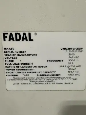 Used 2010 FADAL VMC3016FXMP Vertical Machining Centers Minnesota US | Source Machinery Sales #1275620