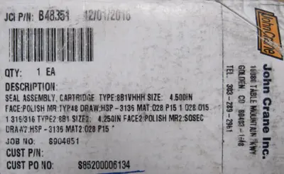 NEW JOHN CRANE B48351 CATRIDGE SEAL 4.5" 8B1VHHH