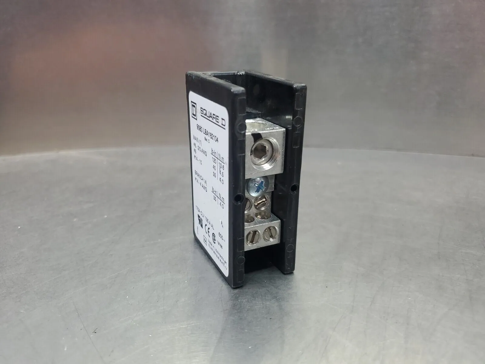 Square D 9080 LBA162104 Ser. C 600V Terminal Block Power Distribution. 4A-9