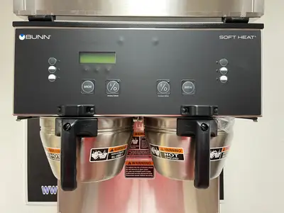 New | in-Stock Bunn Unused Bunn 33500.0013 Dual Soft Heat DBC Coffee Brewer with Lower Faucet - 120/208V - F1 Coffee Equipment Illinois US | Falcon Restaurant Supply #1374505