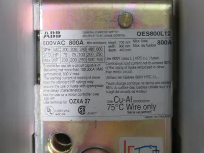 Used ABB OES800L12 Disconnects Texas US | Aucto #1308458