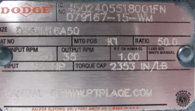 NEW DODGE 056CM16A50 GEAR REDUCER 50:1 079167-15-WM