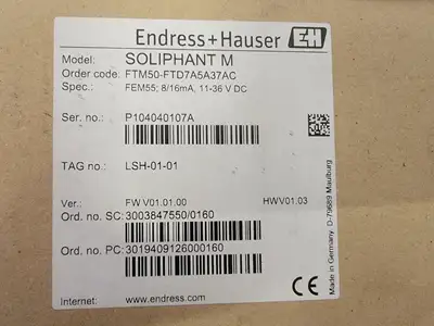 NEW ENDRESS+HAUSER FTM50-FTD7A5A37AC