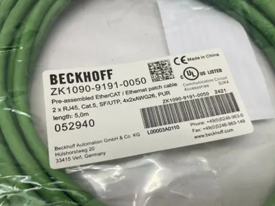 NEW BECKHOFF ETHERNET/ETHERCAT PATCH CABLE 2 X RJ45 5M LENGTH