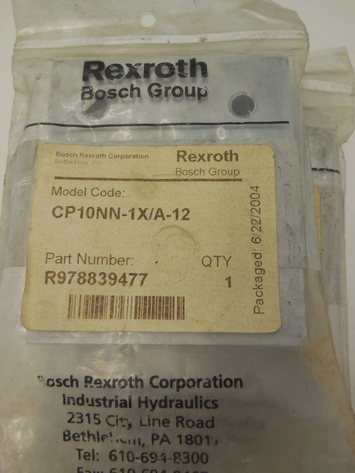 NEW BOSCH REXROTH R978839477 CP10NN-1X/A-12