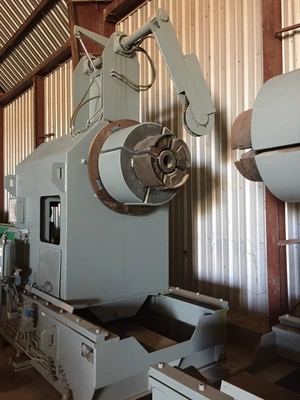 75,000 lb SESCO Twin Mandrel Un-coiler; 84" wide. Mfg. 1982