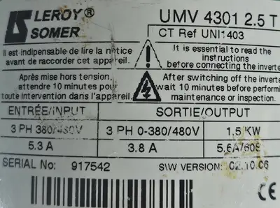 LEROY SOMER UMV4301 2.5T 1.5Kw Frequency driver (BIN2.4.2)