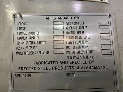 Used 2012 ERECTED STEEL PRODUCTS _UNKNOWN_ Stainless Steel Tanks Florida US | DH Griffin Used Equipment #1383781
