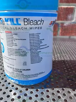 USED BOX OF 6- MEDLINE MICRO-KILL GERMICIDAL BLEACH WIPES 6X5