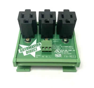 USED AUTOMATIONDIRECT 3-STRAIGHT BLADE RECEPTACLE, 15A, 125 VAC, 1-PHASE