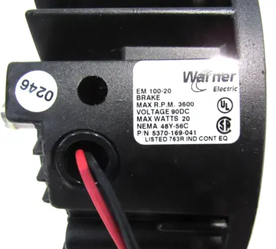 NEW WARNER ELECTRIC 5370-169-041 ELECTRIC BRAKE EM-100-20 90V 5370169041