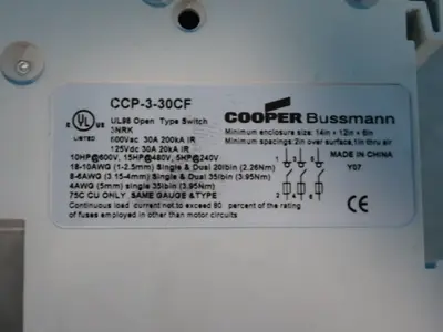 New | in-Stock COOPER BUSSMANN CCP330CF Disconnects Ohio US | HGR 24 #1149320