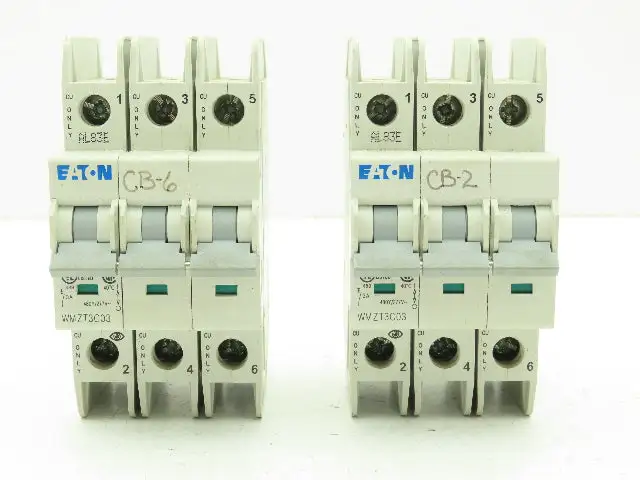 Eaton WMZT3C03 Circuit Breaker 3 Amp 480 Volt 3Ph 3 Pole Lot of 2