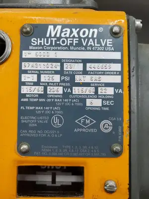 Maxon 1" 5000 1 Safety Shut-Off Valve, (446659), 125PSI, 22VA. 6D-29