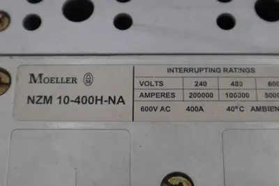 Moeller NZM 10-400H-NA 600V Adjustable Breaker STOCK 1158