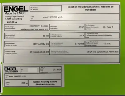 Used 2023 ENGEL ELAST 2000/290V US RUBBER Injection Molding Machines California US | Machinery Network #1545903
