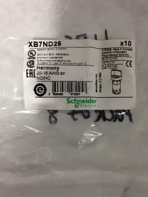 Schneider Electric 2 Position Selector Switch XBY-ND25/ 250V (lot of 10)