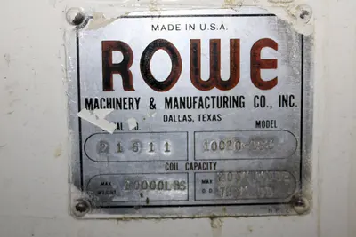 10,000 LB X 20" X .175" ROWE UNCOILER AND STRAIGHTENER WITH COIL CAR