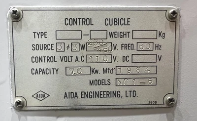 USED 1984 AIDA PRESSES AIDA NC1-6(1) PRESS