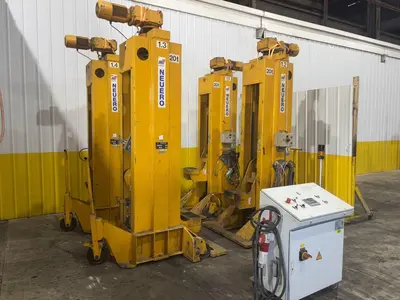 (4) 20 TON (160,000 LBS TOTAL) RAILWAY / NEUERO HEAVY DUTY MOBILE VERTICAL LIFT JACKS: YOBRO #24229