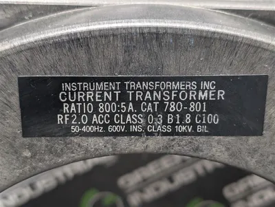 Instrument Transformers Inc. 780-801 Current Transformer 800:5 Ratio Used