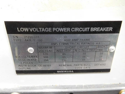 Used GE AKR-7F-100 Circuit Breakers Ohio US | Equipment Recovery Corp. #1329730
