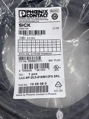 New | in-Stock PHOENIX CONTACT PHOENIX CONTACT SAC-8P-20,0-519/M12FS SKL Misc Electrical & Power Parts | ND Industrial Surplus #1214195