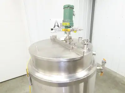 Avins Direct Steam 100 Gallon Mixing Tank 1/3Hp Lightnin Mixer Food Grade SS