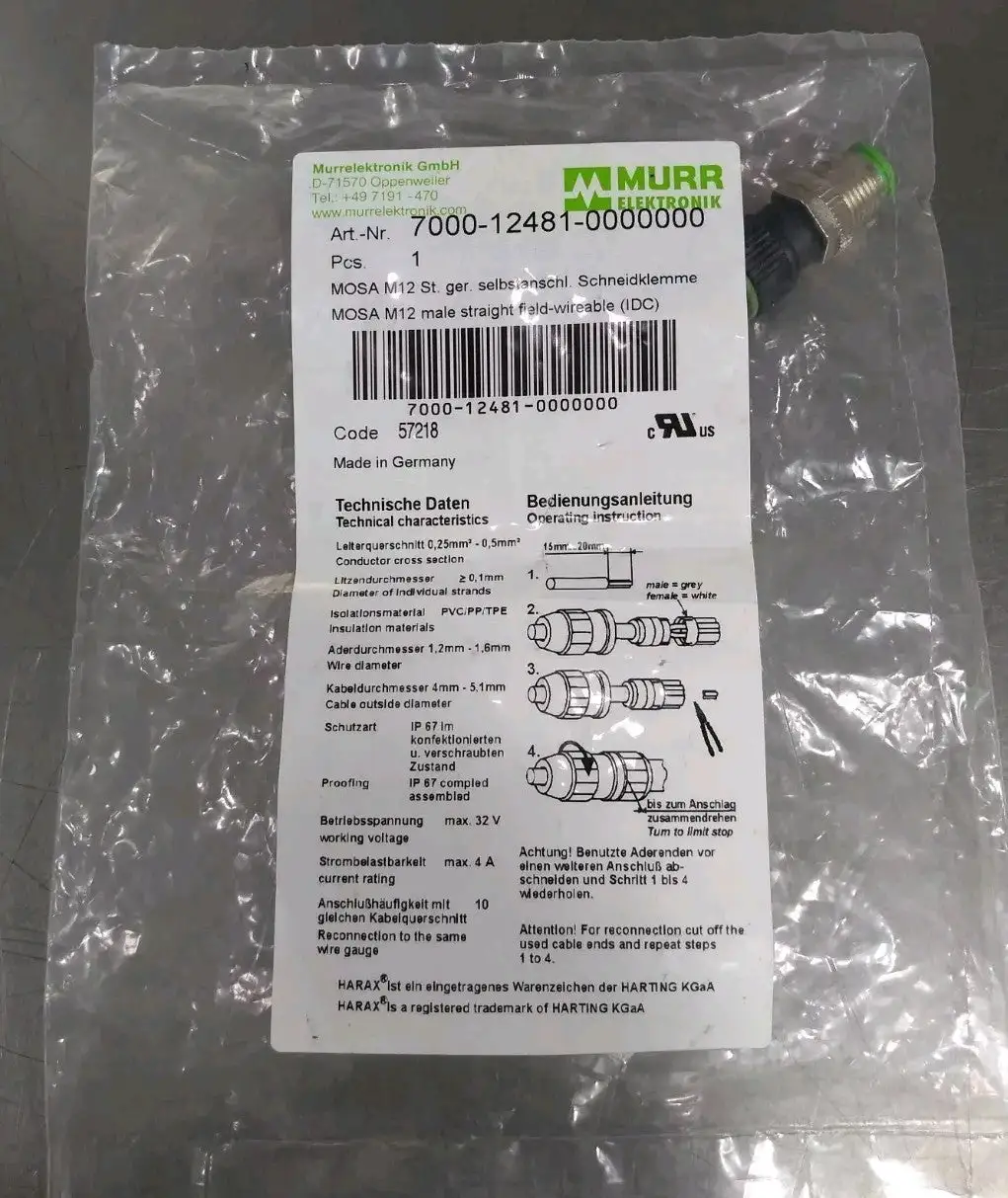 Murrelektronik 7000-12481-0000000 Connector MOSA M12 Loc5B5/5