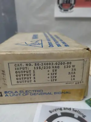 New | in-Stock SOLA 86-24003-0200-00 Miscellaneous Equipment (Electrical & Power) Ohio US | Surplus Asset Holdings #1242898
