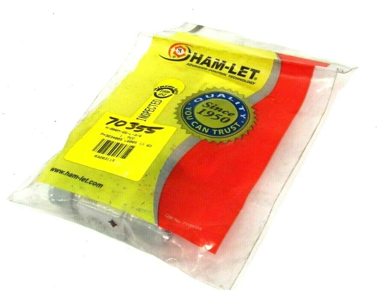 NEW HAM-LET H-800M-SS-L-3/8 VALVE H800MSSL38