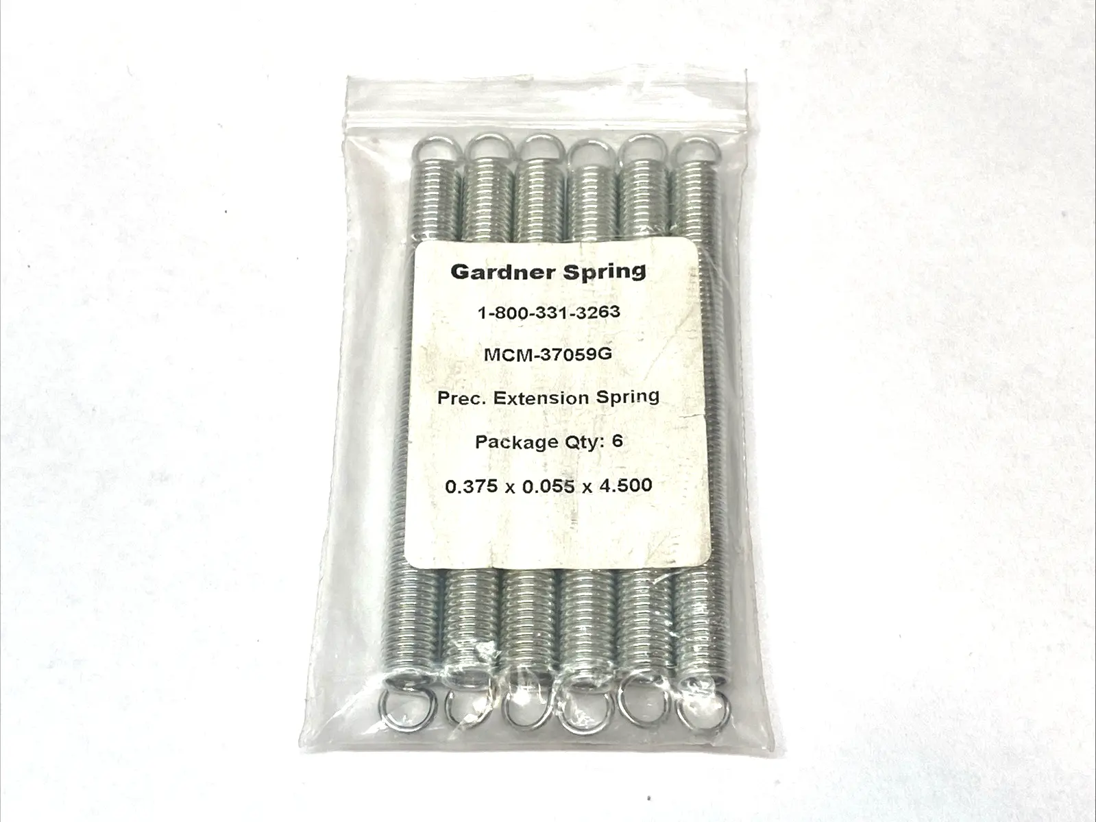 New | in-Stock Gardner Spring Prec. Extension Spring .375" x .055" x 4.50" LOT OF 6 Misc Fasteners Michigan US | Maverick Industrial Sales #1395758