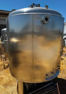 Tank, 660 Gallon, 316L Stainless Steel, Jacketed, Agitated, Dish & Cone Bottom, with Mixer, #5991337