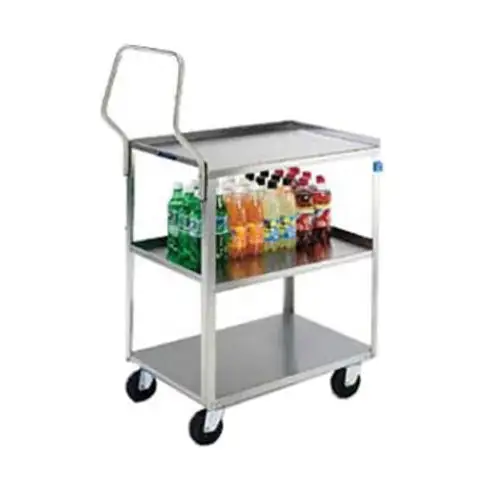 Lakeside 4322 3 Level Stainless Utility Cart w/ 300 lb Capacity, Raised Ledges
