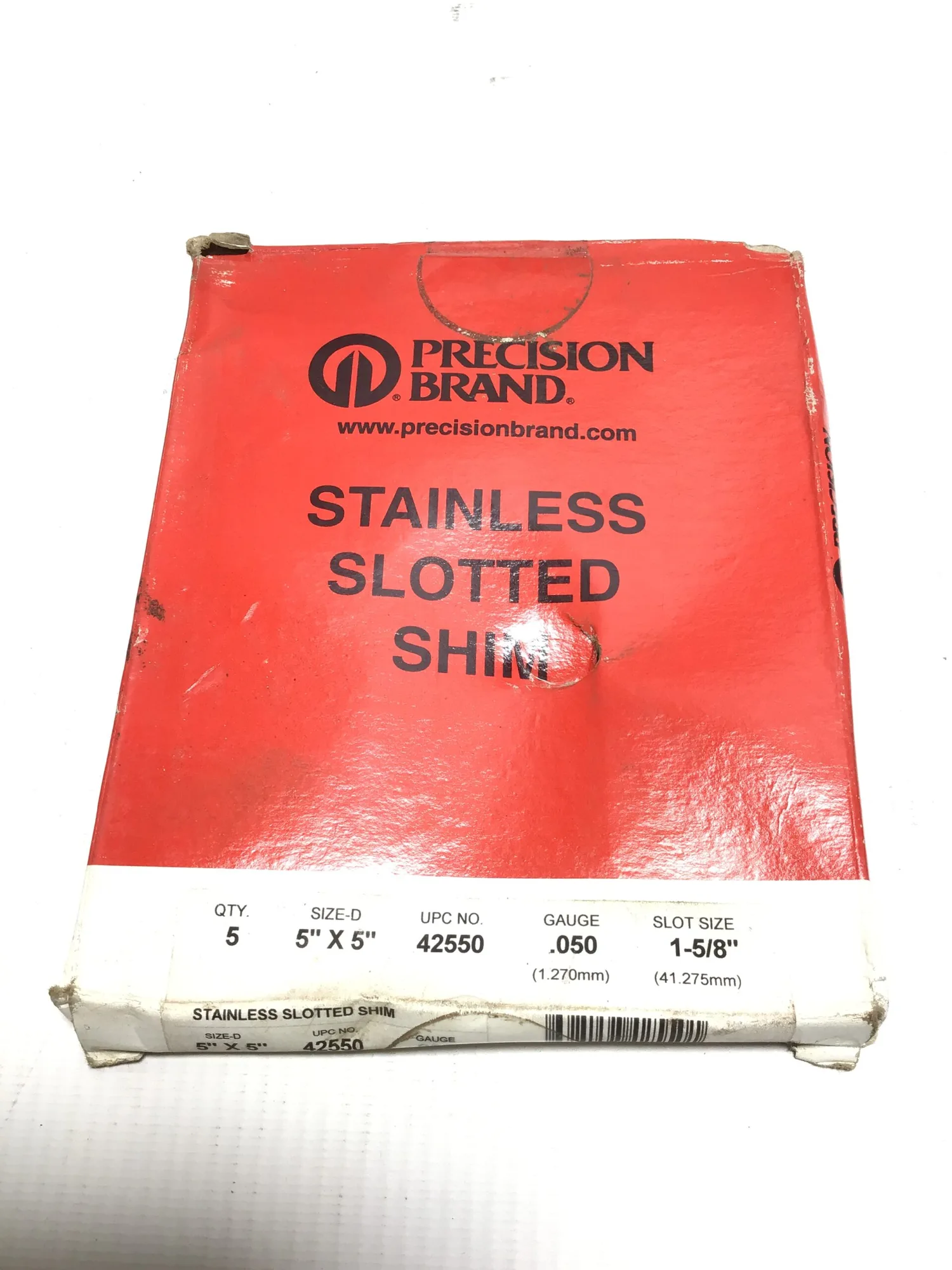 Precision Stainless Slotted Shim Gauge .050 Size D 5″x5″ Slot Size 1-5/8″ (2)