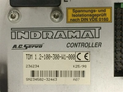 USED INDRAMAT TDM 1.2-100-300-W1-000 (2)-A.C.SERVO CONTROLLER